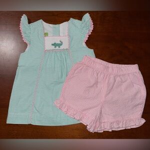 Classic Whimsy • Short Set • Green/Pink • Size 3T